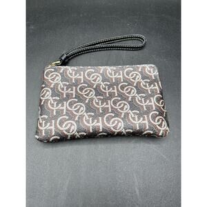 Coach corner zip wristlet with monogram print